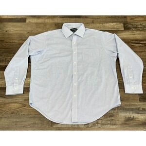 Lauren Ralph Lauren Mens Button Up Down Shirt Blue White Plaid 17 34/35 Non Iron